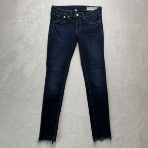 Rag & Bone Jeans Womens 27 Blue Denim Skinny Dearborn Fray Dark Whisker Flex